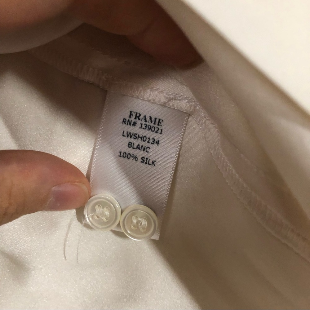 Frame White Silk Button Front Collared Sleeveless… - image 5